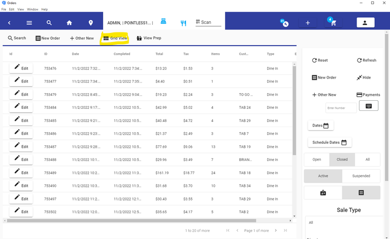 Orders with List View
