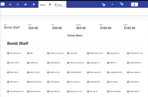 Price Menu Price Tier