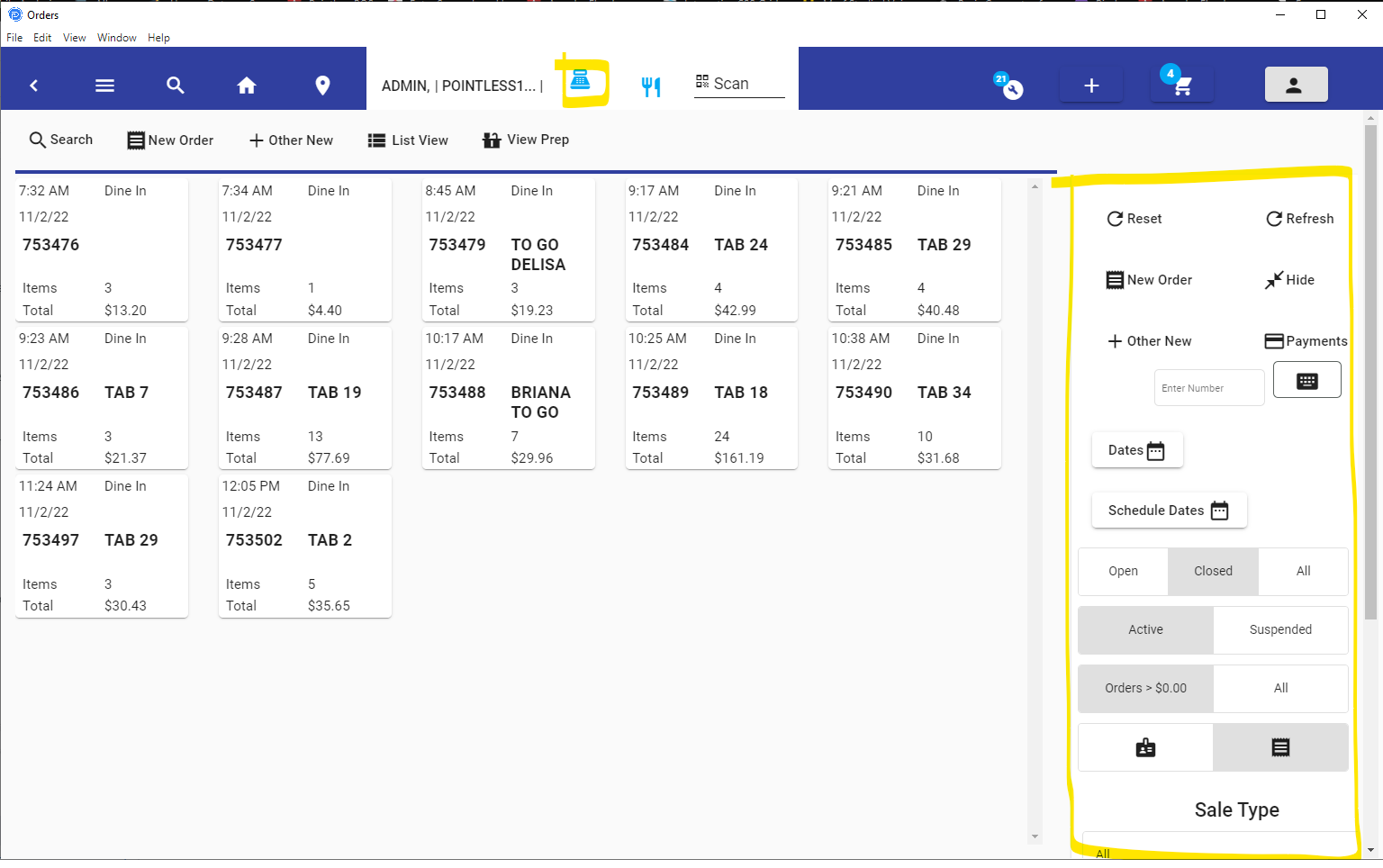 Order View With Filter
