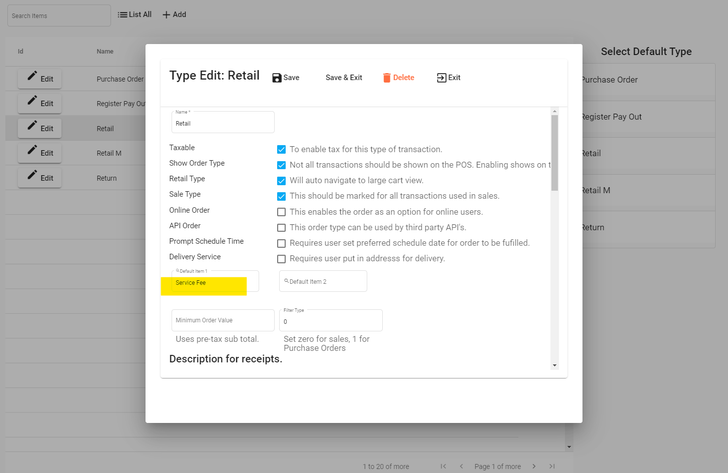 Edit Transaction Type