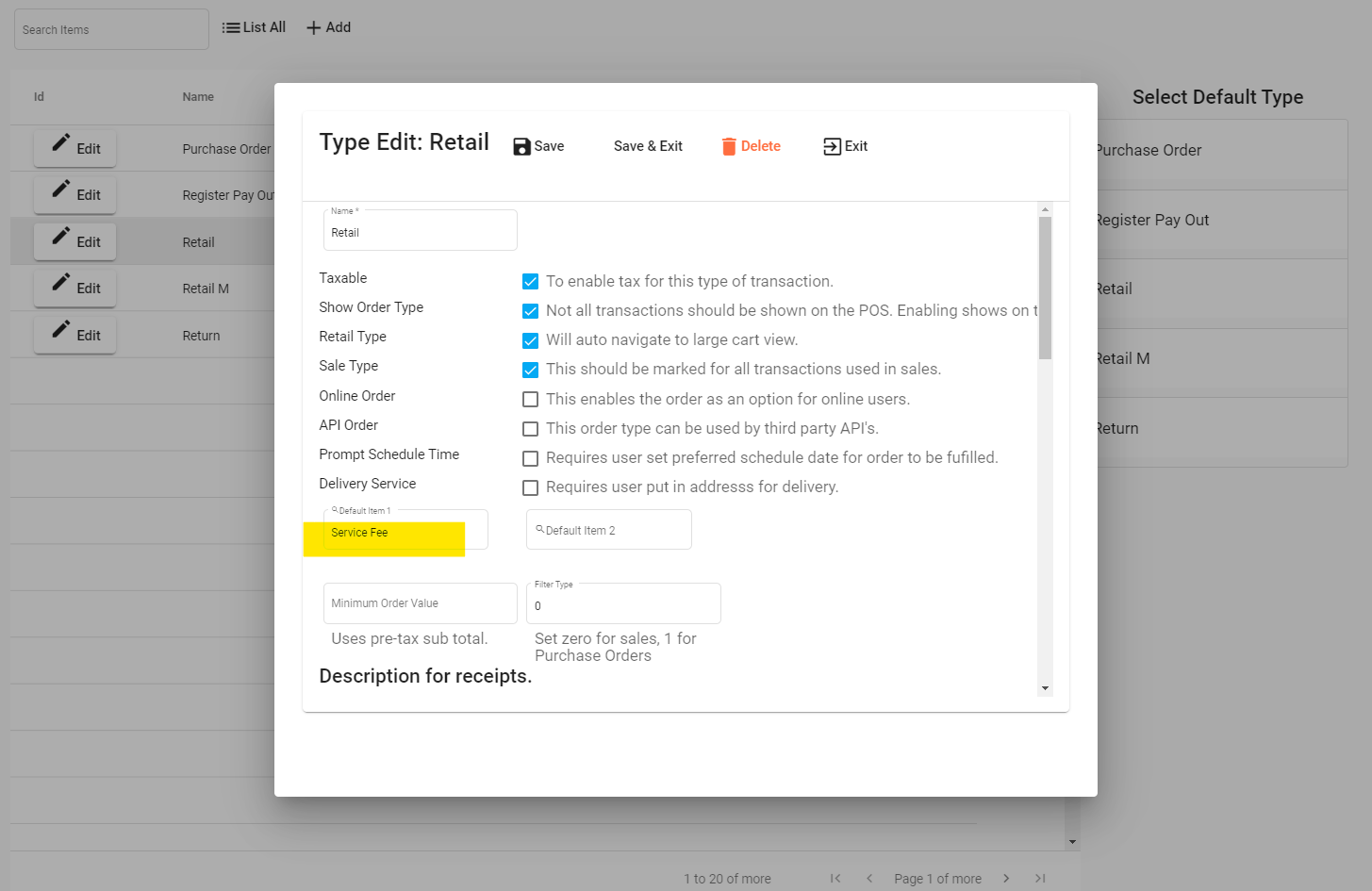 Edit Transaction Type