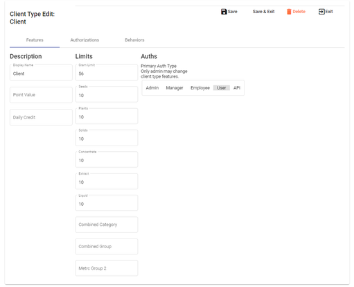 Client Type Limits
