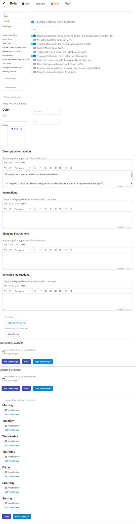 Sale Configuration