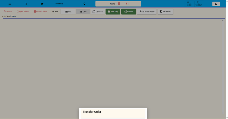 Transfer Order Dialog