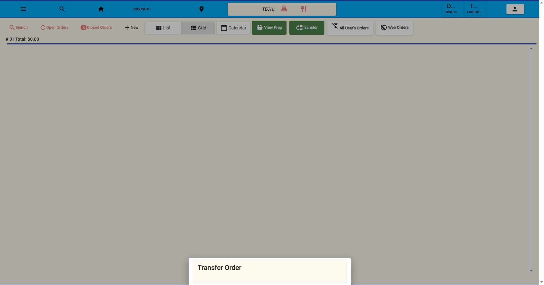 Transfer Order Dialog