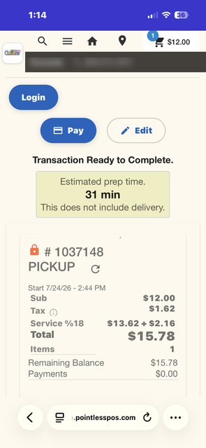 Payment Total Screen